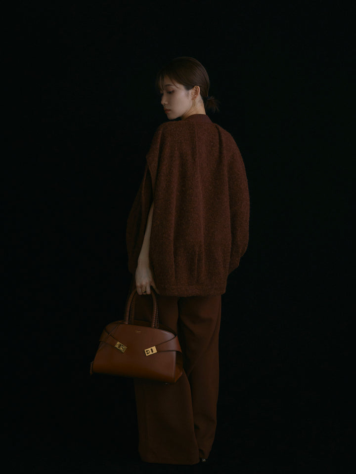 【Allure】[SET]ウール混コクーンブルゾン+ラップデザインタックワイドパンツ(2set)