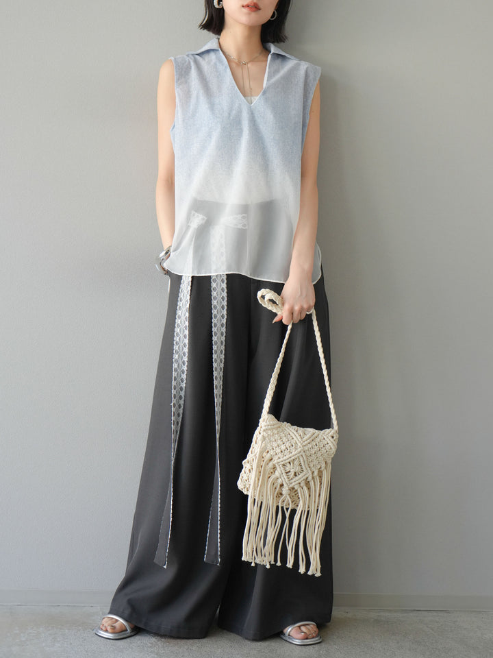 [予約]染めグラデージョンスキッパーブラウス/ライトブルー