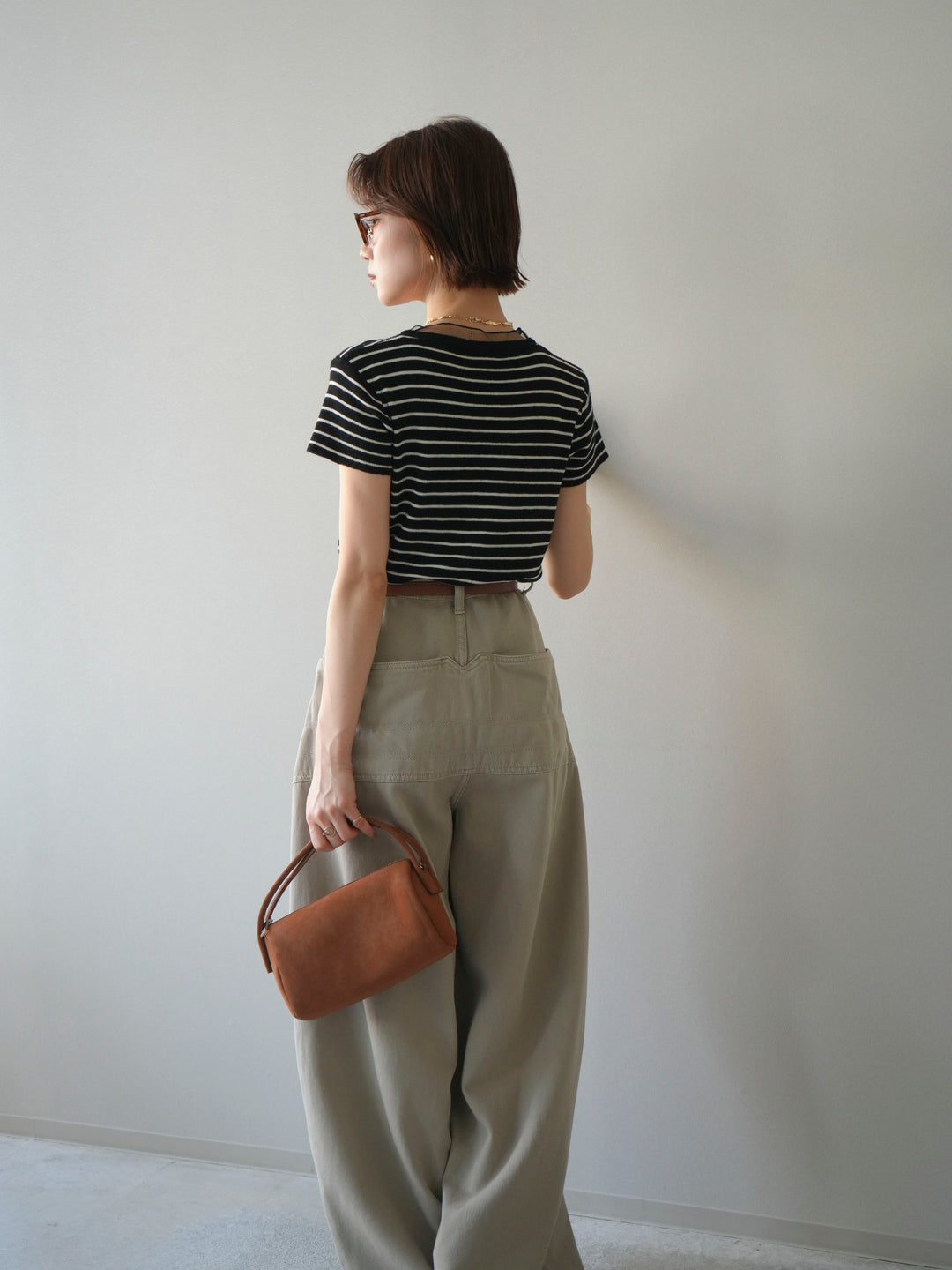 [予約]チュールレイヤードボーダーサマーニット/black