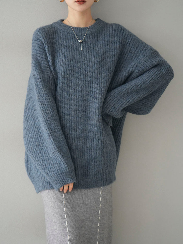 [Pre-order] Mixed yarn wool touch knit pullover/blue