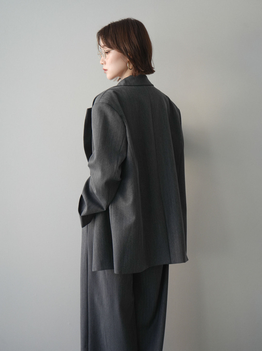 [予約]ダブルボタンヘリンボーンジャケット/black