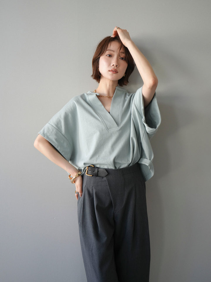 [予約]スキッパーワイド半袖トップス/mint