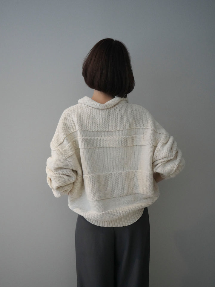 [SET]襟付きボーダー編みニットプルオーバー+襟付きボーダー編みニットプルオーバー(2set)