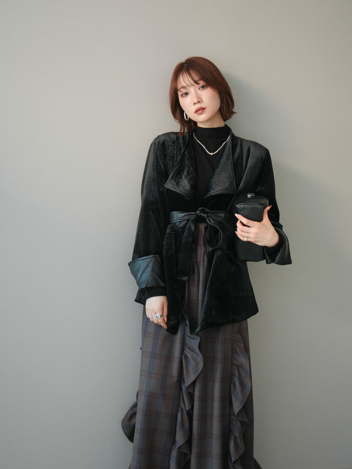 [20%オフ]ベロアガウンジャケット/black