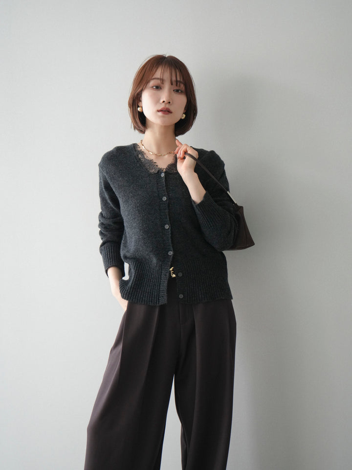 [SET]レースネックニットカーディガン+選べるアクセセット(2set)