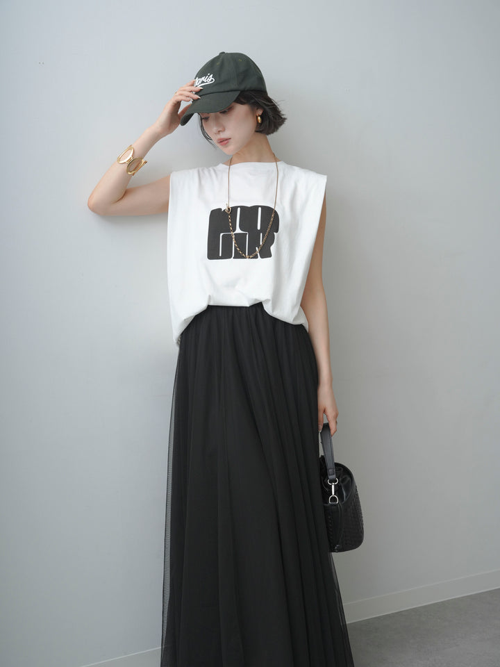 [先行販売！]ショルダータックノースリーブオーバーTEE+ショルダータックノースリーブオーバーTEE(2set)