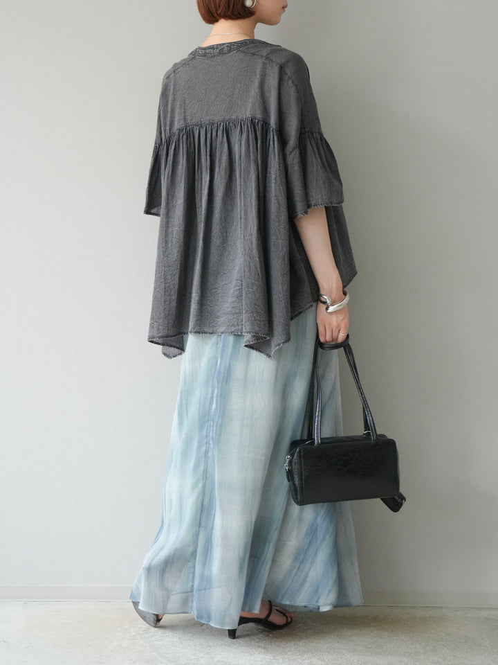 【預購】Nuance 透視喇叭裙/綠色