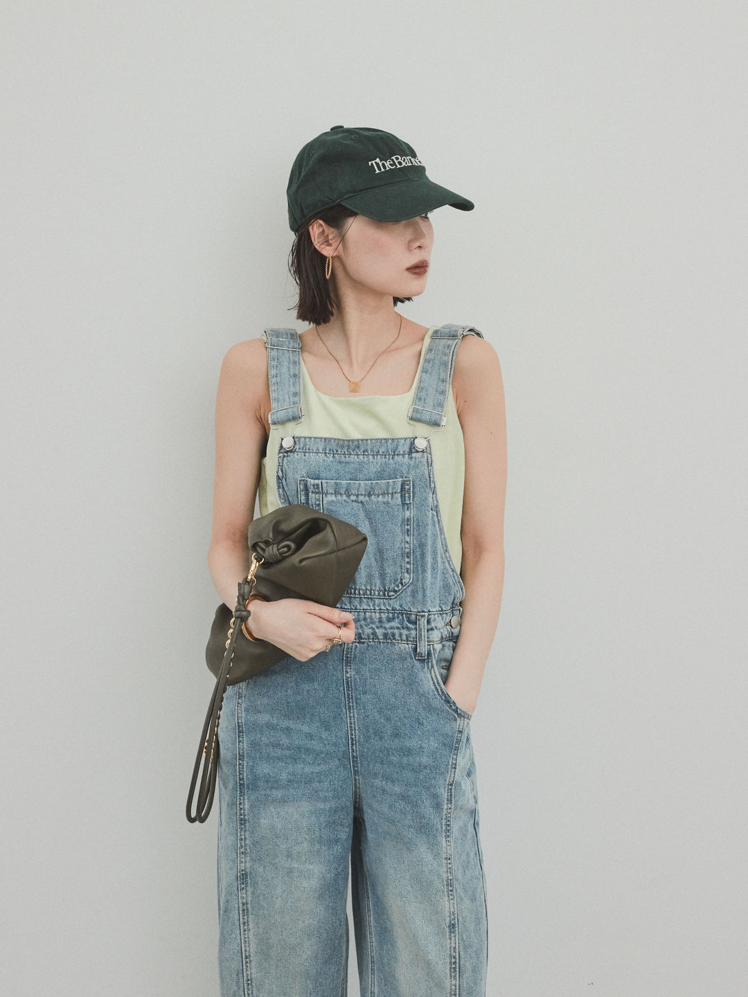 [SET]センターシームデニムサロペット +スクエアベロアタンクトップ(2set)