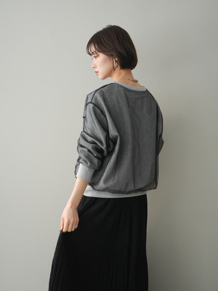 [SET]チュールレイヤードロゴスエットプルオーバー+選べるアクセセット(2set)