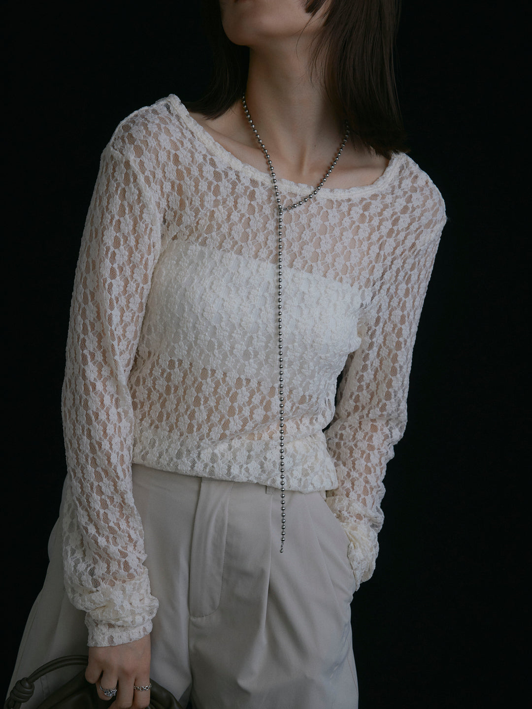 【Allure】[SET]バックラウンドレーストップス+バックラウンドレーストップス(2set)