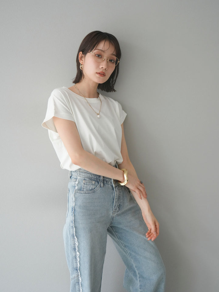 [予約]フレンチスリーブTシャツ/オフホワイト　　