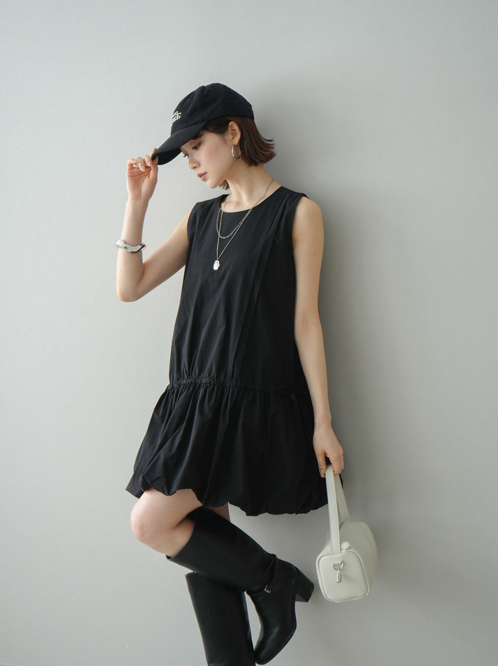 [予約]ノースリバルーンミニワンピース/black