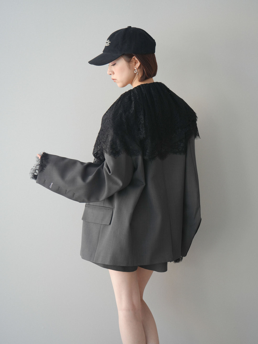 [SET]オーバージャケット＆キュロットSETUP+ビックカラーラッフルレーストップス(2set)