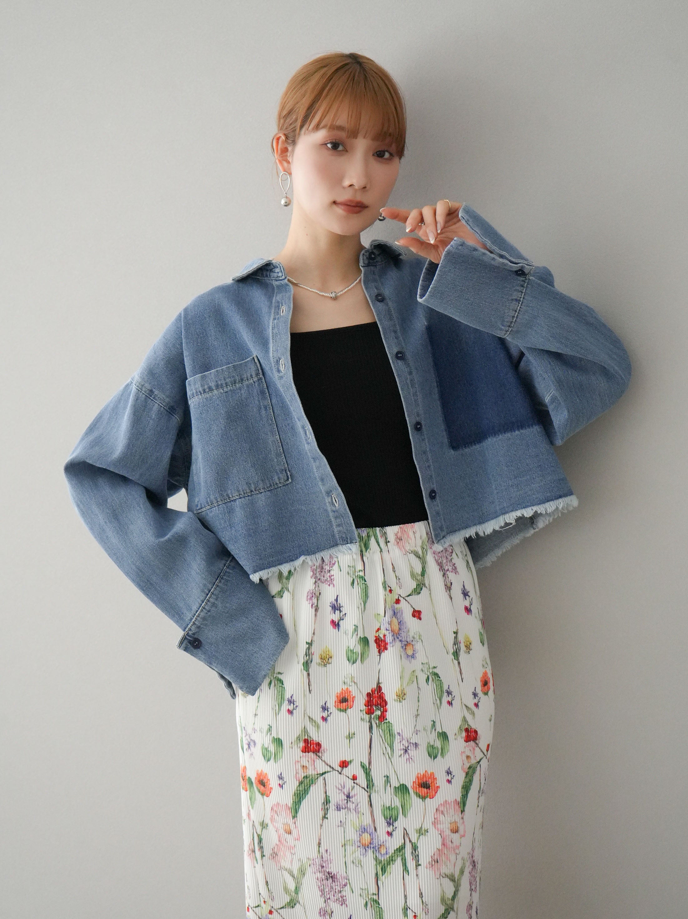 予約]デニムポケット加工ショートシャツ/ブルー – Lumier