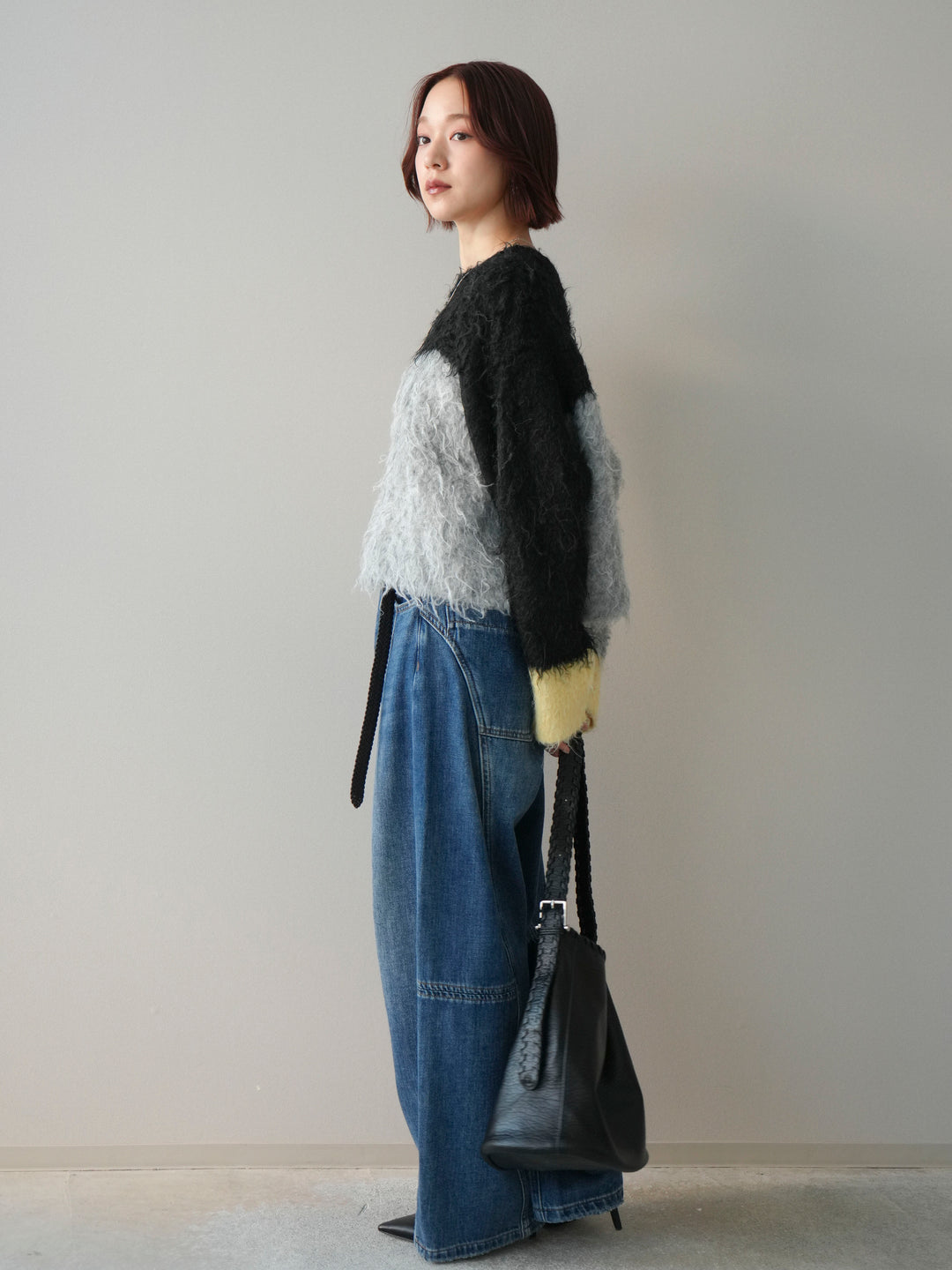 [予約]裏起毛加工デニムカーブパンツ/blue