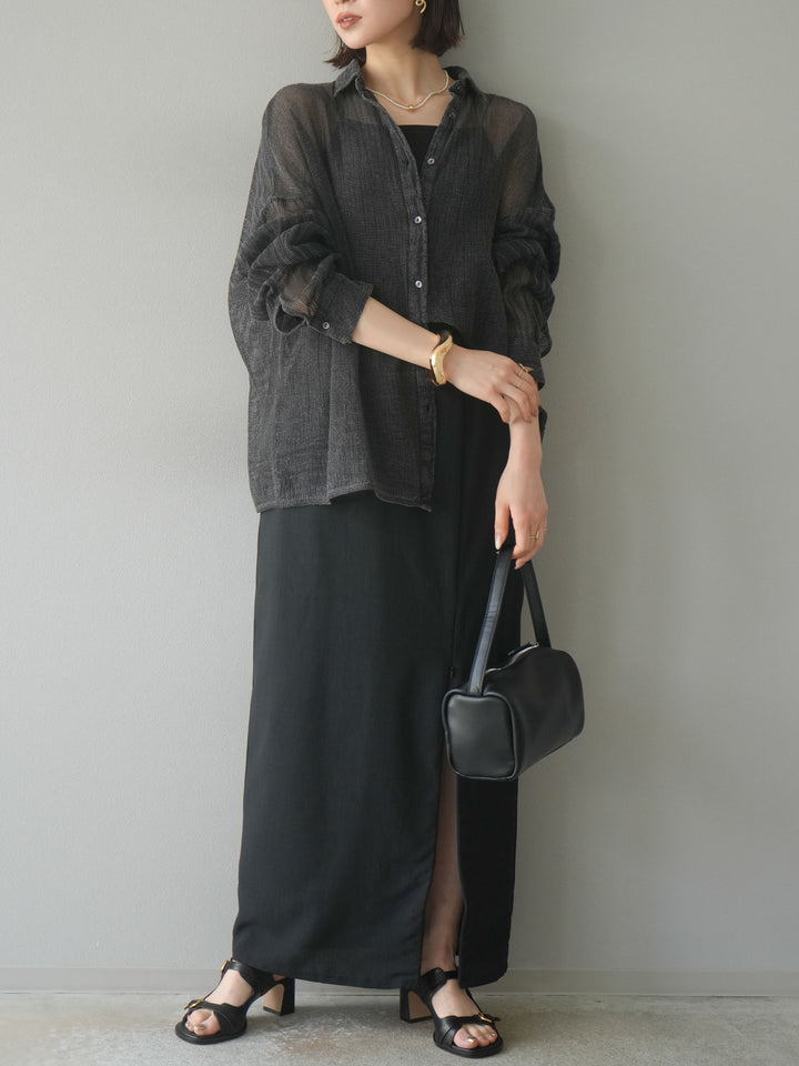 [予約]コットンラメメッシュオーバーシャツ/グレー