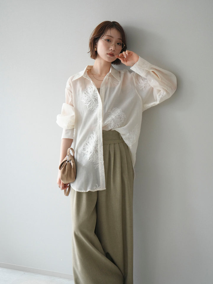 [予約]シアーエンブロイダリーシャツ/ivory