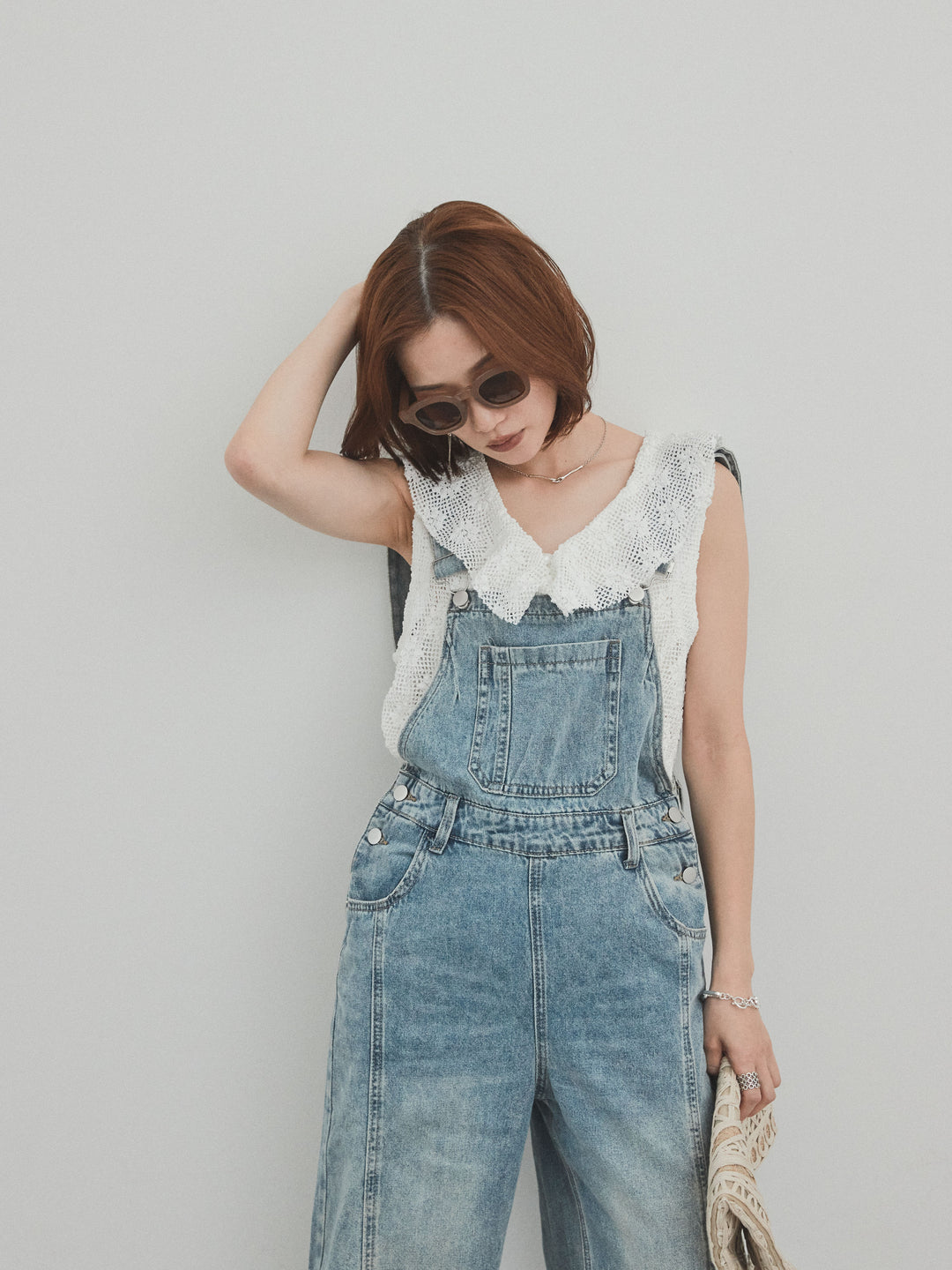 [套裝] 帶紗荷葉邊無袖上衣 + 帶紗荷葉邊無袖上衣 (2套)