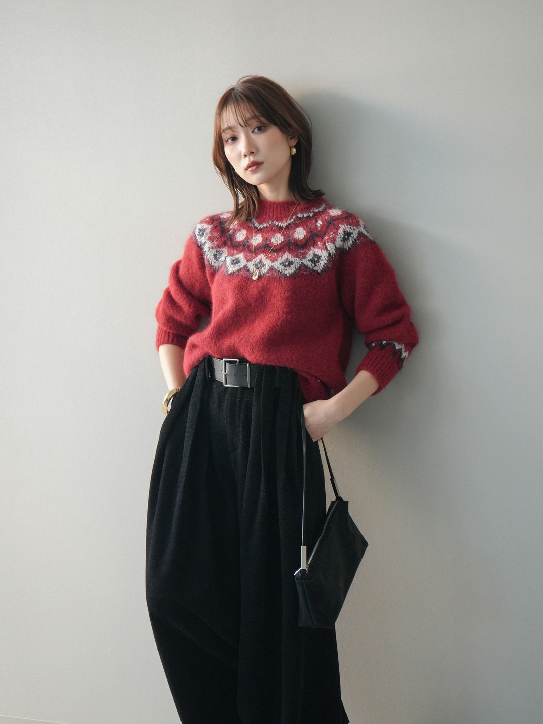 [SET]ソフトタッチ求心柄ニットプルオーバー+ソフトタッチ求心柄ニットプルオーバー(2set)