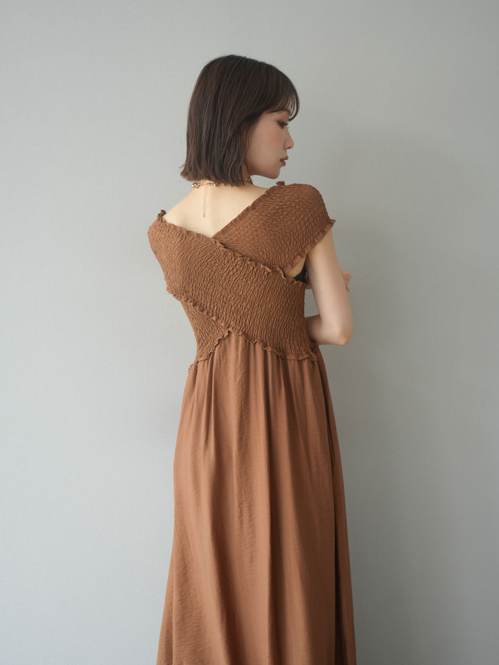 [SET]シャーリングクロスワンピース+シャーリングクロスワンピース(2set)