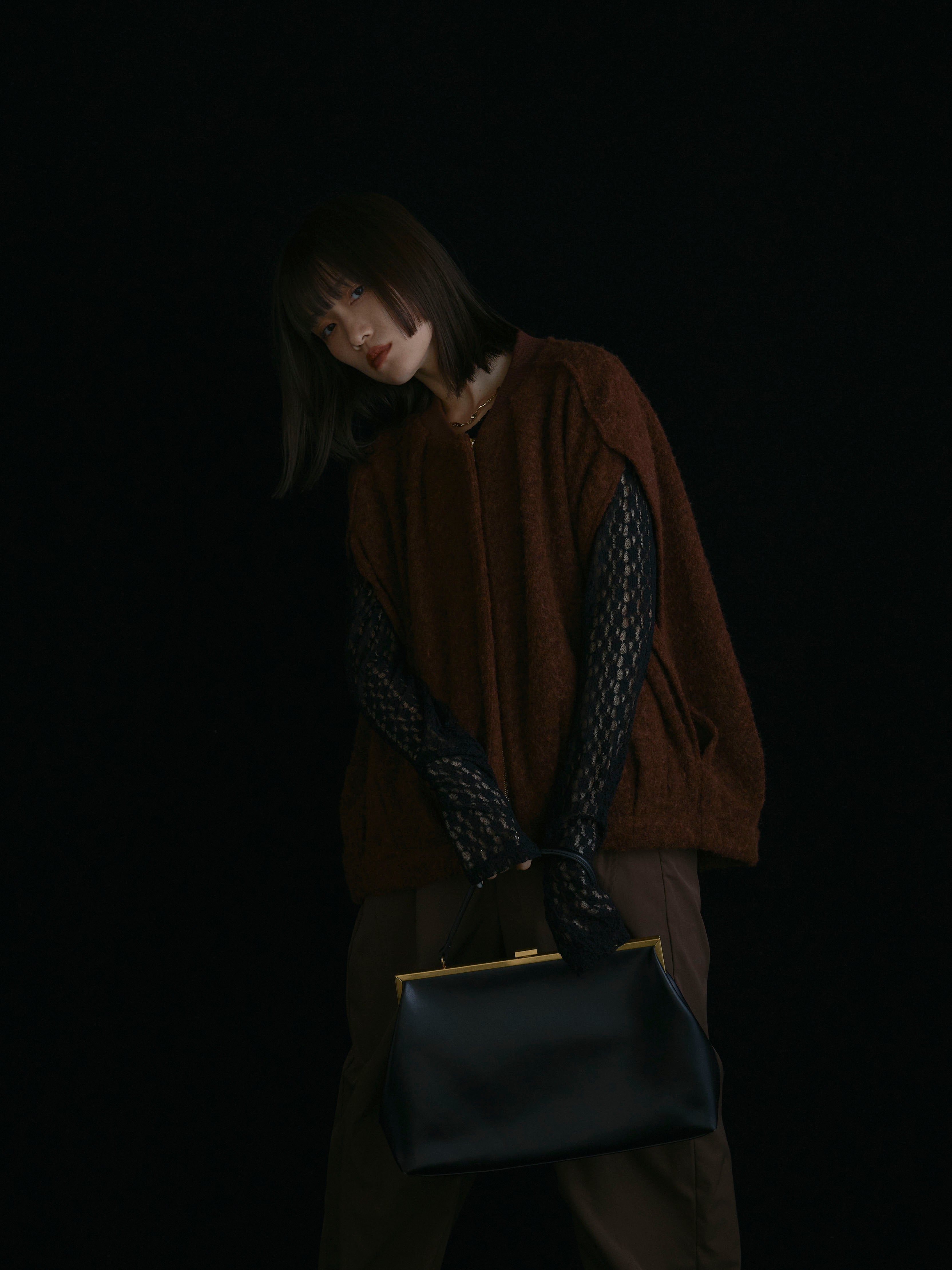 予約]ウール混コクーンブルゾン/ブラウン – Lumier