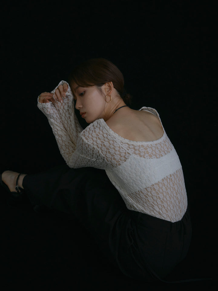 【Allure】[SET]バックラウンドレーストップス+バックラウンドレーストップス(2set)