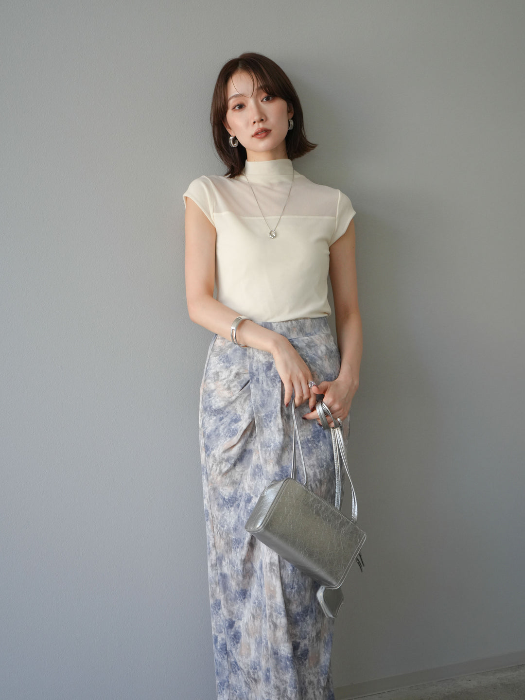 [預訂] 透視彈性上衣/象牙白