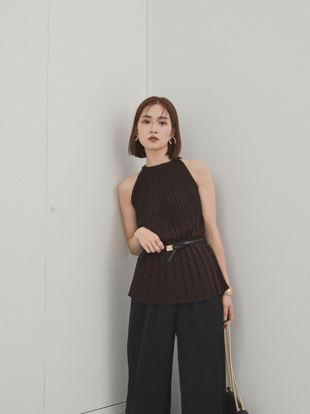 [SET]プリーツニットキャミソール+プリーツニットキャミソール(2set)