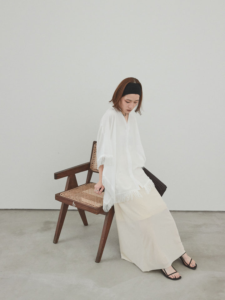 [予約]スクエアフリンジポンチョブラウス/オフ