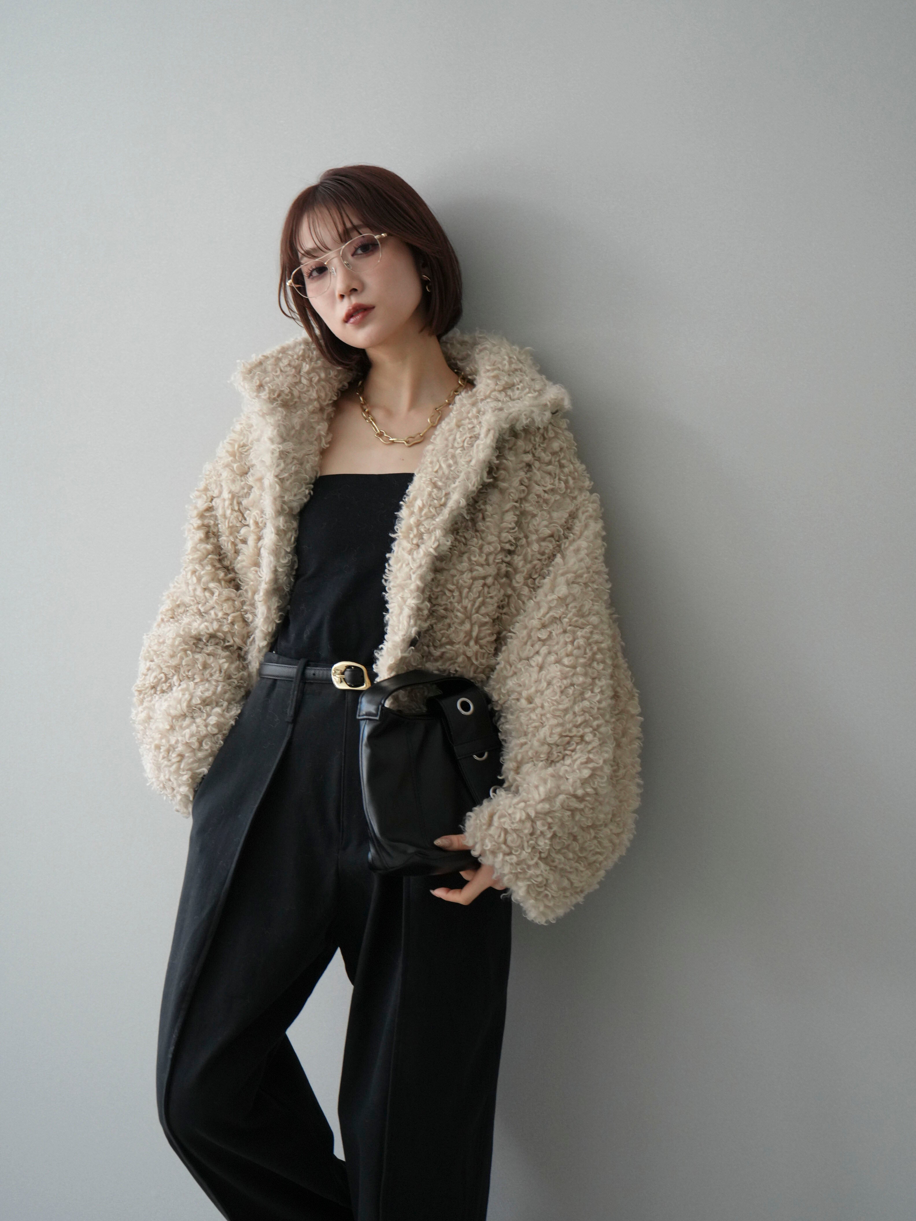 SET]プードルファーミドルスタンドブルゾン+コットンツイルカーブ