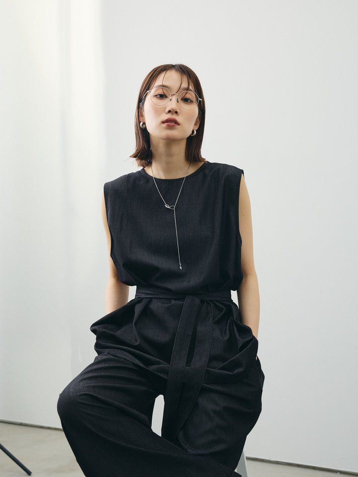 [SET]テンセルデニムノースリーブ＆ワイドパンツSET UP (2set)