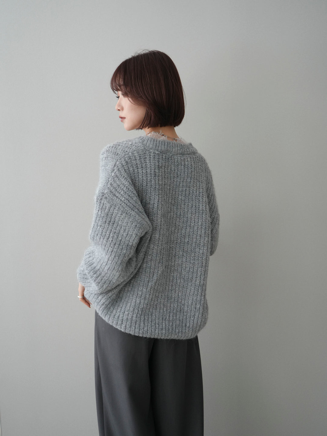 [SET]Vネックレースニットプルオーバー+Vネックレースニットプルオーバー(2set)