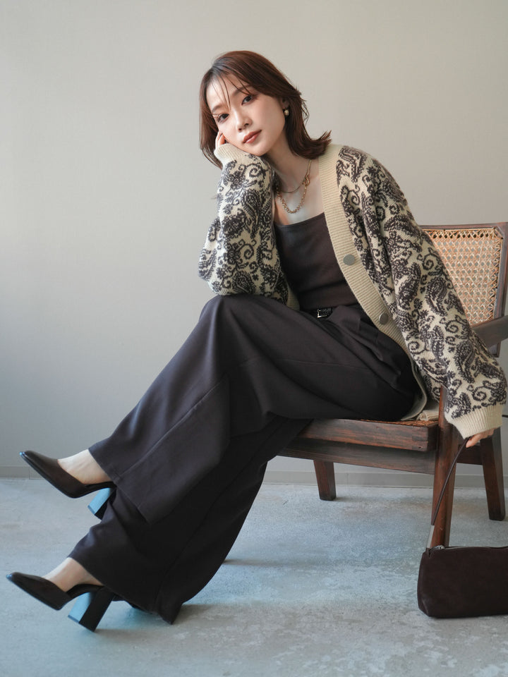 [予約]ペイズリー柄ニットカーディガン/brown