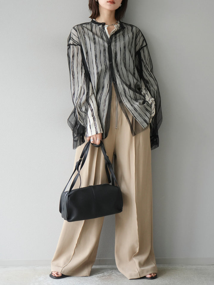 [予約]2WAYスリーブチュールシャツ/ブラック