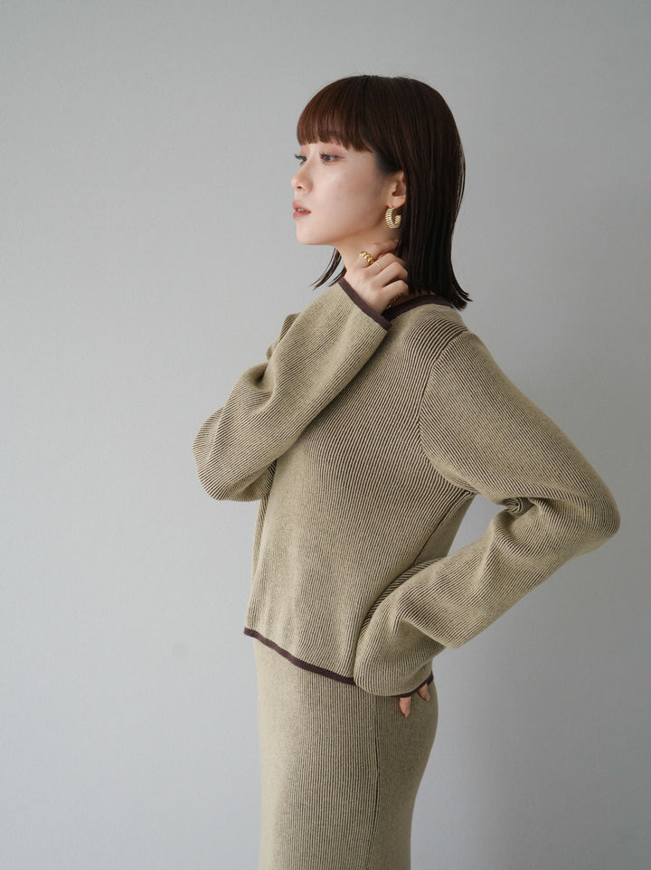 [套裝] 雙面配色羅紋針織套頭衫 + 可選飾品套裝（2 套）