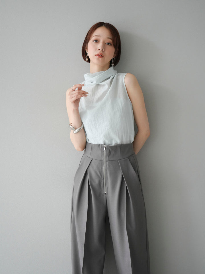 [予約]バックタイノースリーブブラウス/ブルー