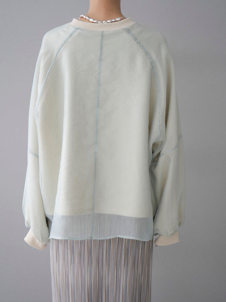 [Pre-order] Sheer layered fleece sweatshirt pullover/green