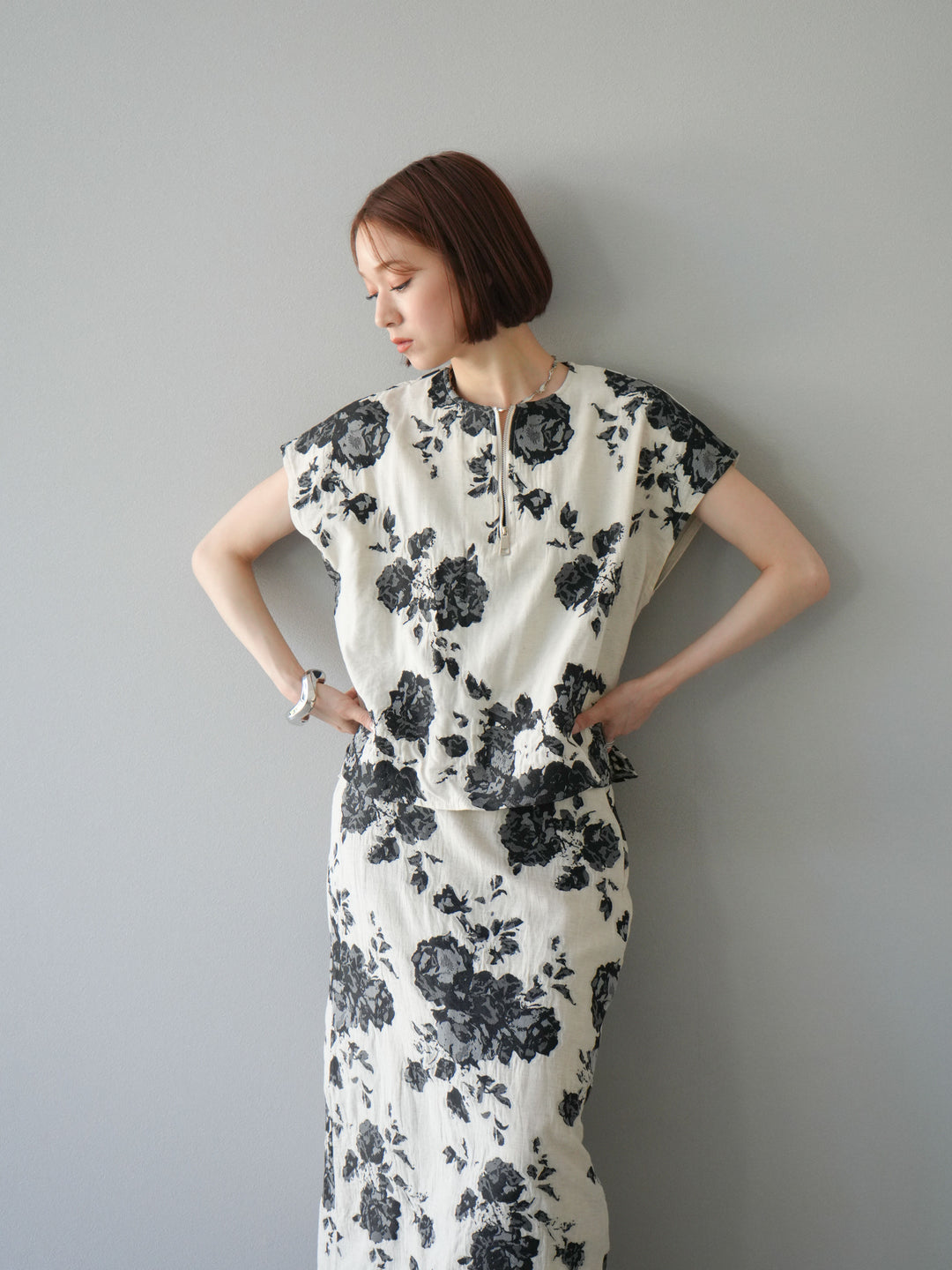 [予約]ジャガードZIPプルオーバー/ブラック