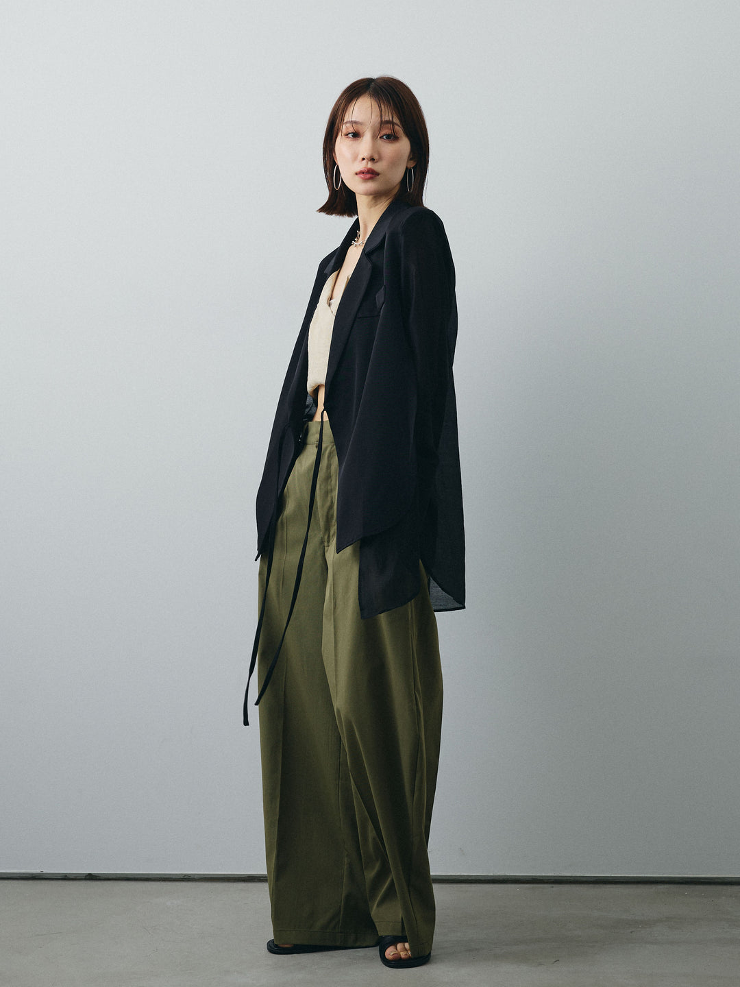 [予約]コクーンワイドチノパンツ/カーキ