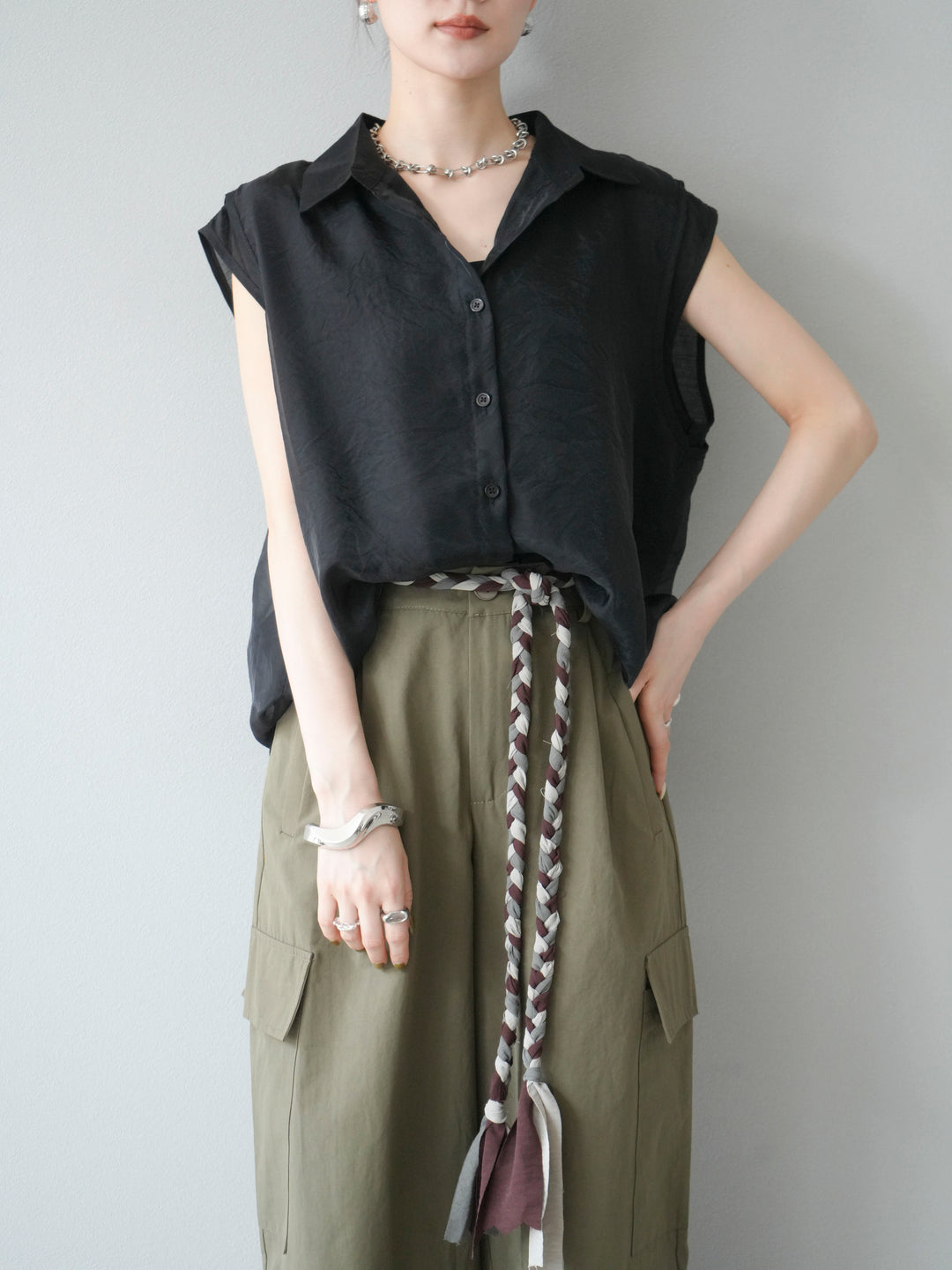 [SET] 硬紗層疊透視襯衫 + 硬紗層疊透視襯衫 (2set)