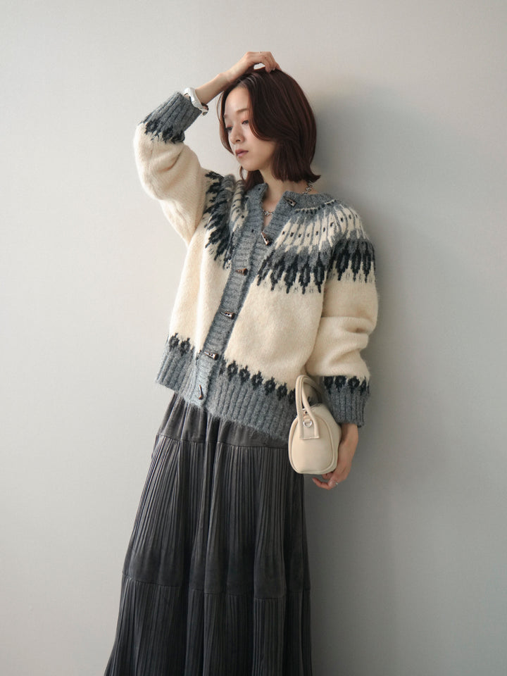 [SET]トグルボタン求心柄ニットカーディガン+トグルボタン求心柄ニットカーディガン(2set)