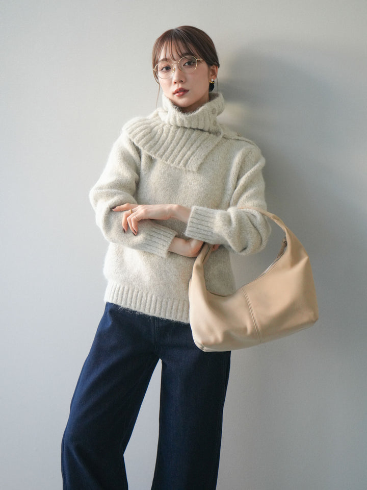 [予約]ネック付MIXニットアンサンブル/apricot