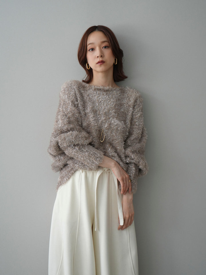 [予約]ラメシャギードルマンニットプルオーバー/beige