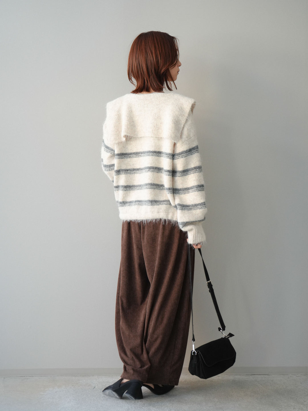 [予約]コーデュロイサイドタックコクーンパンツ/brown