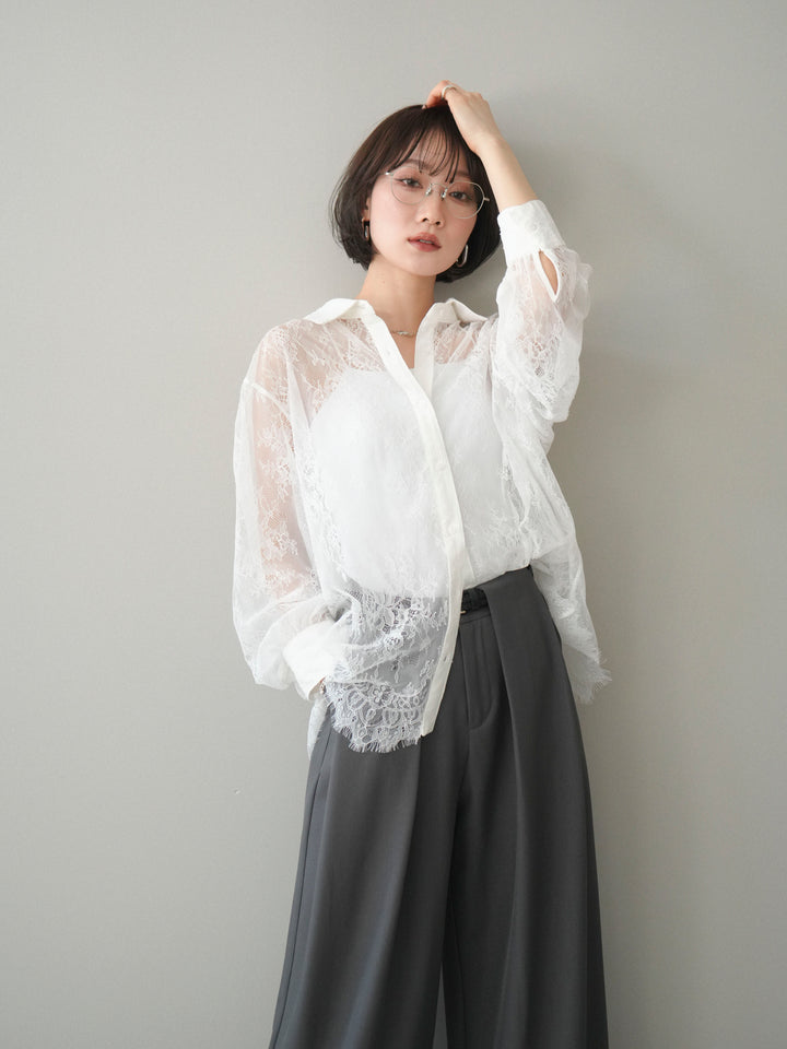 [SET]総レースボリュームスリーブシャツ+選べるアクセセット(2set)