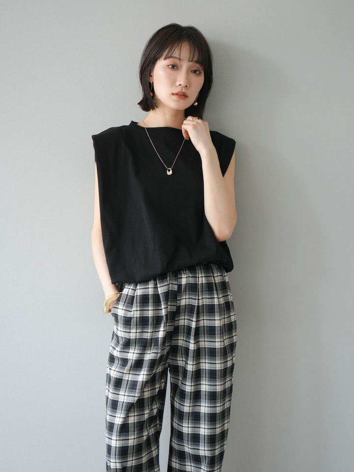 [予約]ショルダータックフレンチスリーブプルオーバー/ブラック