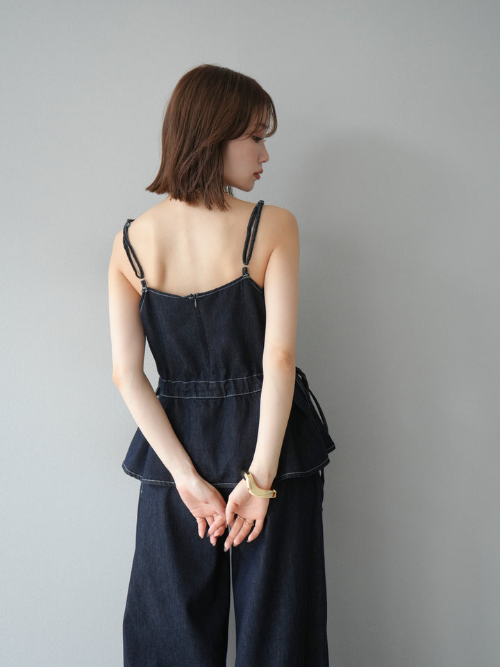 [SET]デニムタックフレアキャミソール＆イージーワイドパンツSET UP(2set)