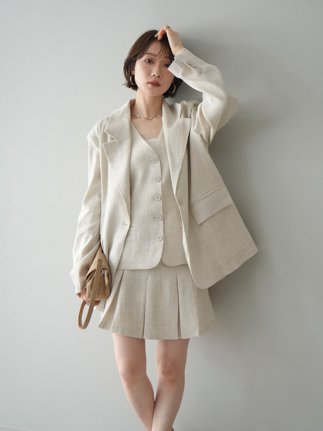 [予約]リネンタッチオーバージャケット/ivory