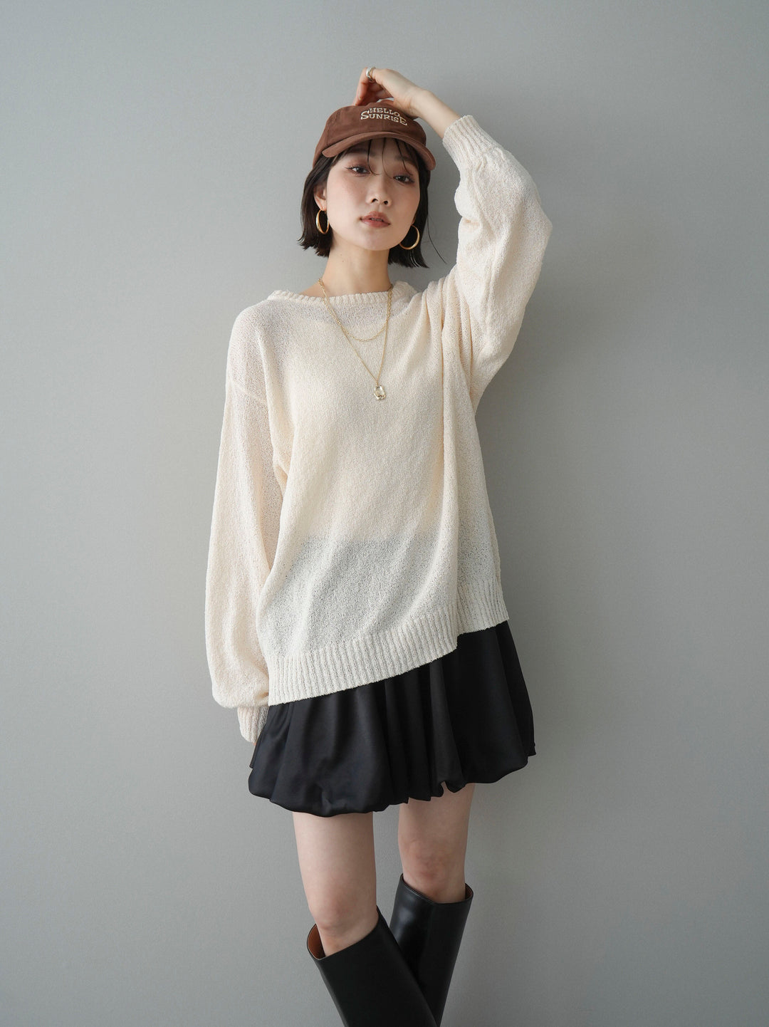 [予約]バックシアーフラワーレースニットプルオーバー/ivory