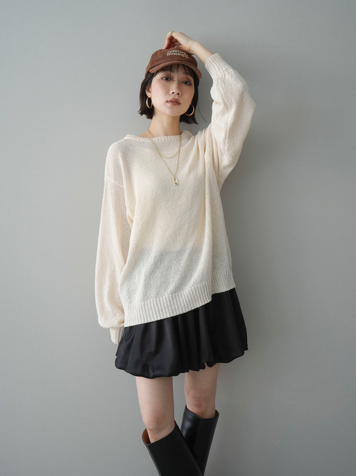 [予約]バックシアーフラワーレースニットプルオーバー/ivory